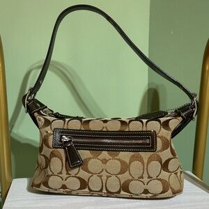 Coach 1990’s Signature Sufflette Canvas & Leather Handbag